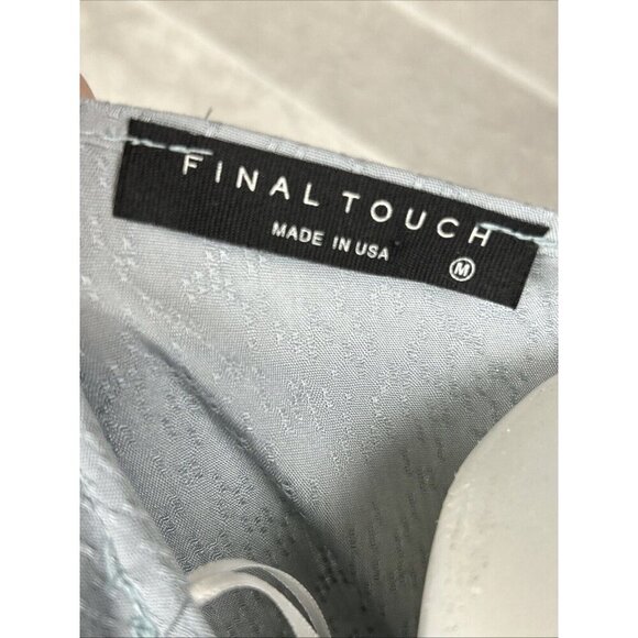 Final Touch Women Front Tie Blue Cabana Wrap Top Blouse Size Medium Made In USA - Picture 3 of 6